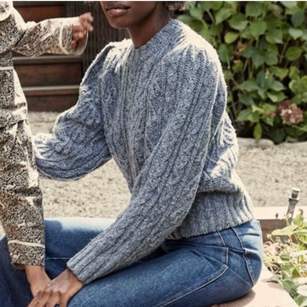DOEN Marlow Women's Blue Cable Knit Sweater